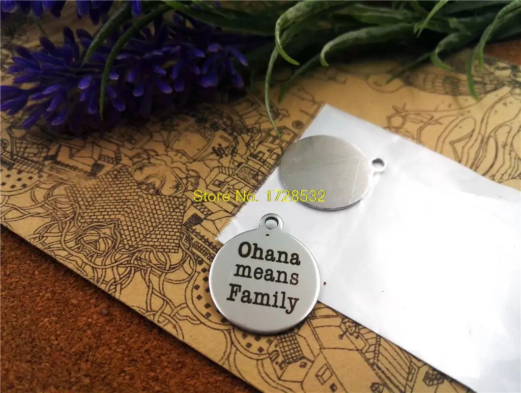Круглые Подвески OHANA значит семья из нержавеющей стали односторонние сделай | Отзывы и видеообзор