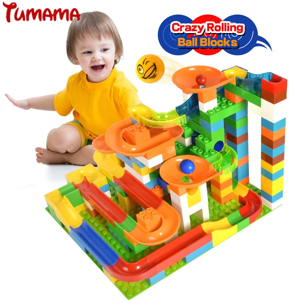 

Tumama 47~123pcs Marble Race Run Maze Balls Rolling Building Blocks Compatible With Legoed Duplo Kids DIY Construction Bricks