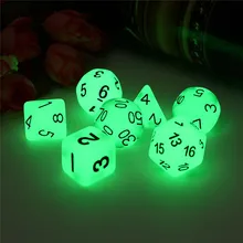 Nova marca de dados polyhedral 7 pçs conjunto luminoso rpg dados jogo d4 d6 d8 d10 d12 d20 rpg jogos de tabuleiro dados