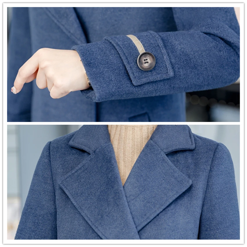 Зимняя женская шерстяная куртка большого размера, M-4XL,, осенняя мода, средней длины, высокое качество, двубортная женская верхняя одежда