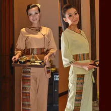 5 компл./лот) тайском стиле рабочая одежда красоты Услуги одежда Юго-Восточной Азии рабочая одежда SPA Club Униформа