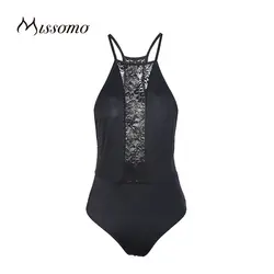 Missomo 2018 новые модные женские черные сексуальные кружевные Спагетти ремень полупрозрачные с цветочным принтом мягкие дышащие боди