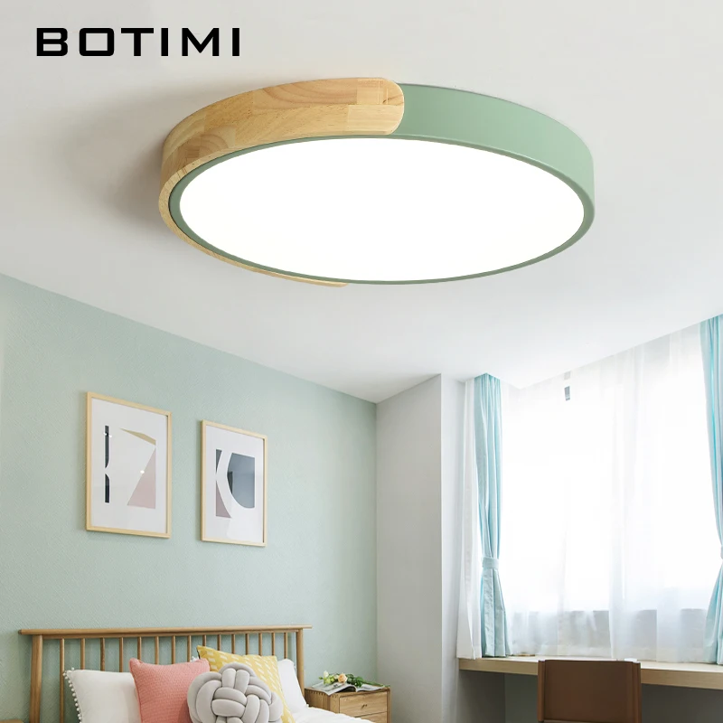 Cena BOTIMI nowoczesne 220V doprowadziły sufitu lampy z metalowym abażurem do sypialni okrągłe drewniane suficie oświetlenie akrylowe oprawy