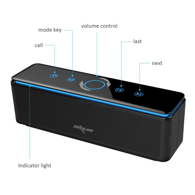 Bluetooth Колонка AMTERBEST S7 портативная с сенсорным управлением|Полочные АС| |
