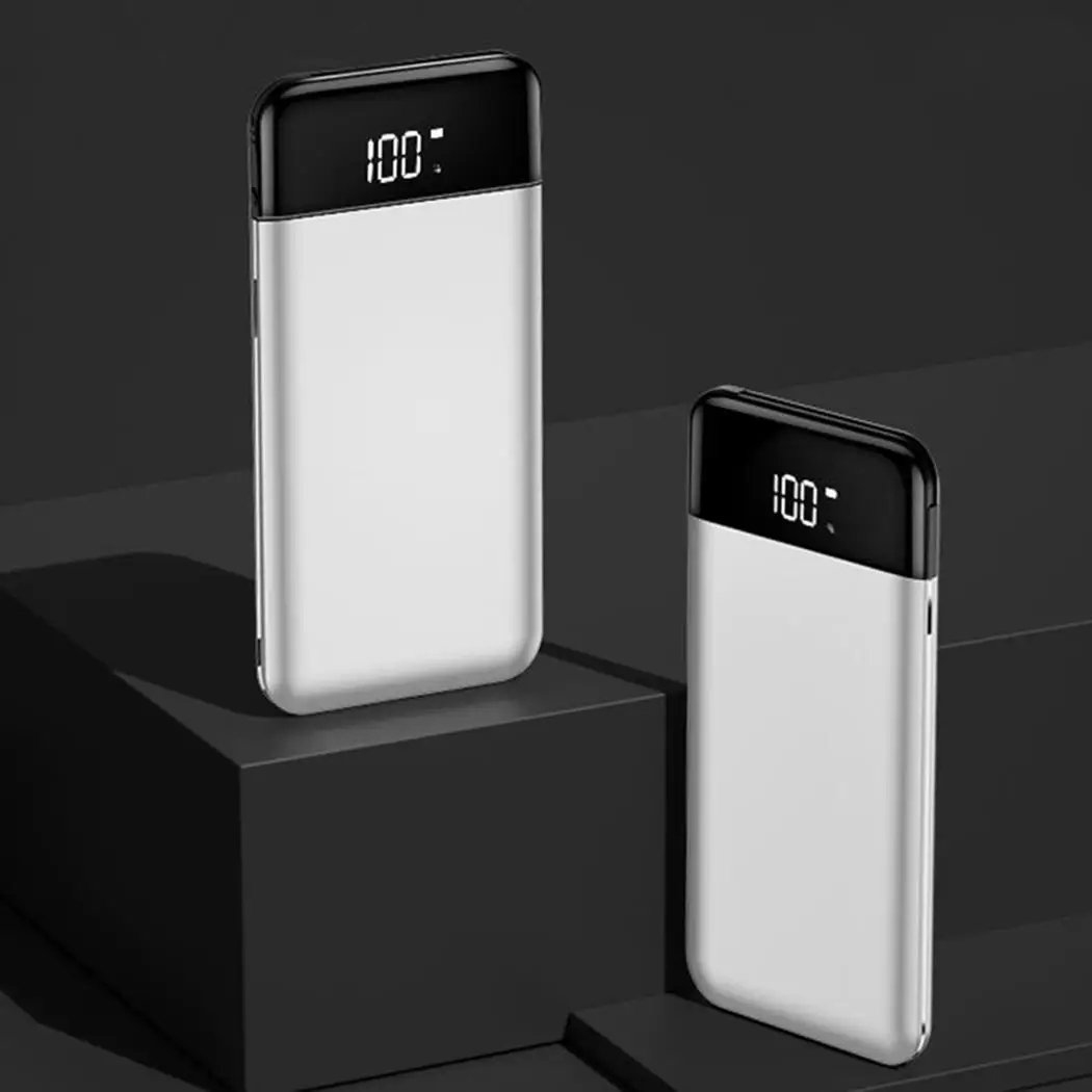 

Ultra 10000mAh Power Bank Lightweight Fast Charging Powerbank Portable Dual USB LCD Mobile Phones External Battery Charger