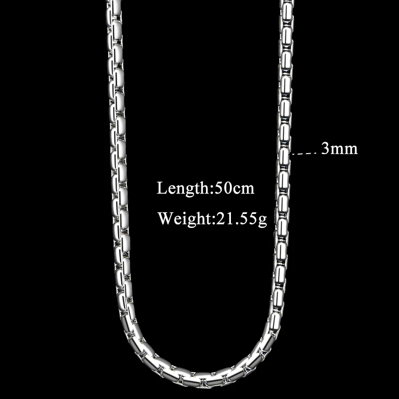 CHUKUI Silver Chain 2mm Stainless Steel Box Necklace Chain For Women Men Locket Pendant Drop Shipping (7)