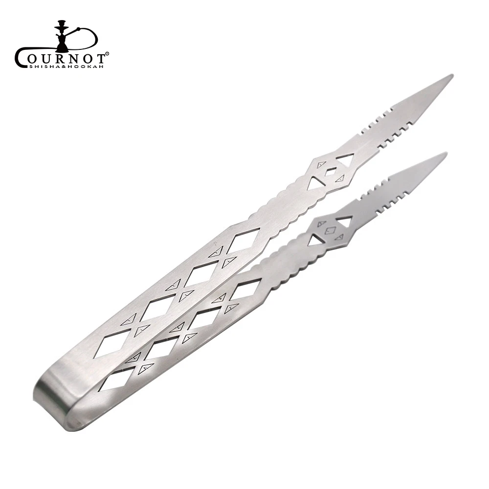 

COURNOT Premium Arab Style Stainless Steel Shisha Hookah Tongs Tweezers Clamp Charcoal 250MM Narguile Chicha Kaloud Metal Tong