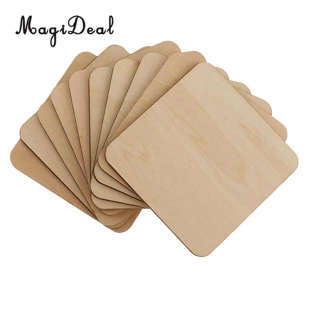 MagiDeal Square MDF Unfinished Wood Pieces Blank Plaque DIY Craft Projects for Pyrography Crafts Party & Holiday DIY Decorations