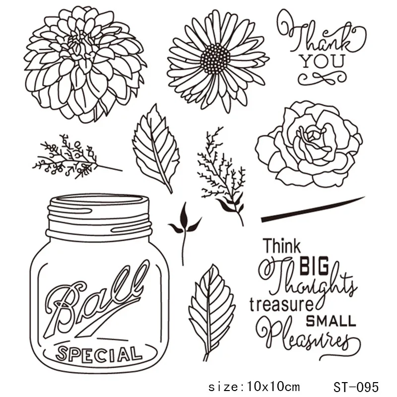 

AZSG Glass Bottles Flowers Leaves Clear Stamps/Seals For DIY Scrapbooking/Card Making/Album Decorative Silicone Stamp Crafts