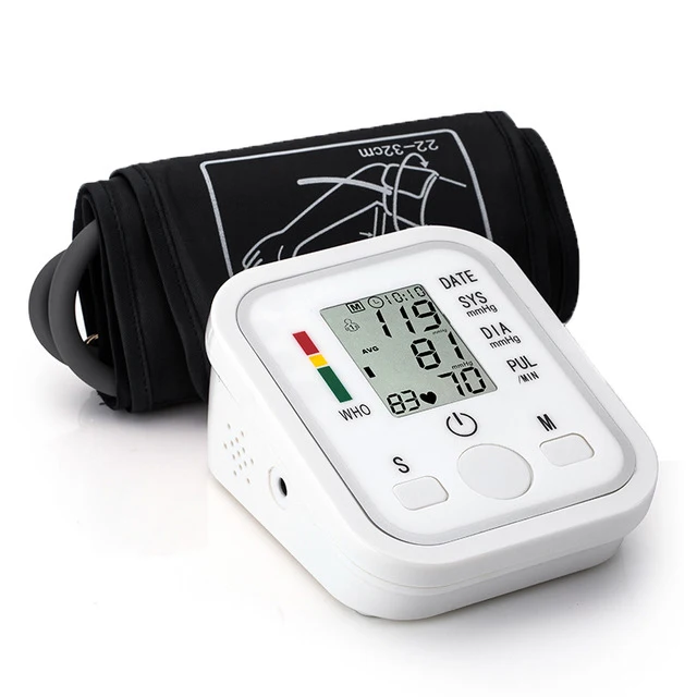 

Upper Arm Blood Pressure Monitor Portable Tonometer Health Care BP Digital Sphygmomanometer Heart Beat Meter Machine