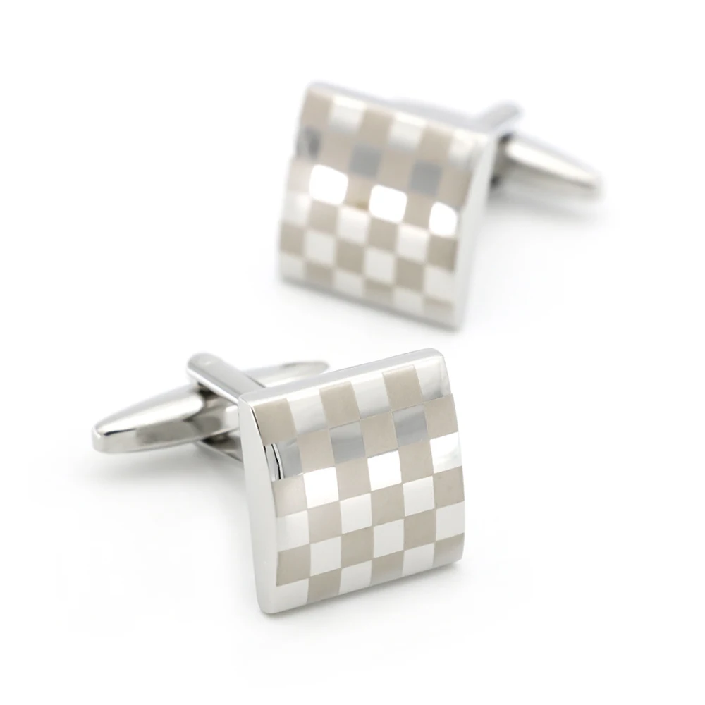 Men's Laser Check Cuff Links Copper Material Silver Color | Украшения и аксессуары