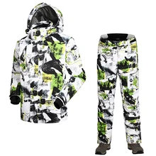 Мужской лыжный костюм ветрозащитная водонепроницаемая Спортивная одежда для отдыха на природе для катания на лыжах Сноуборд Супер Теплая Лыжная куртка+ брюки