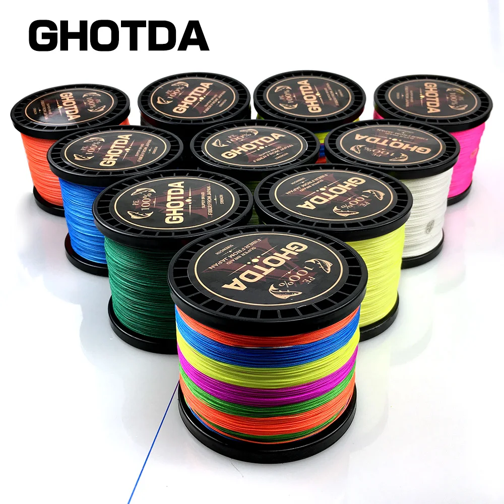 GHOTDA 300 متر 500 متر 1000 متر 4 فروع 8 السواحل PE مزين الأسلاك المتعددة الشعيرات خيط صنارة الصيد الصيد معالجة 6 ألوان