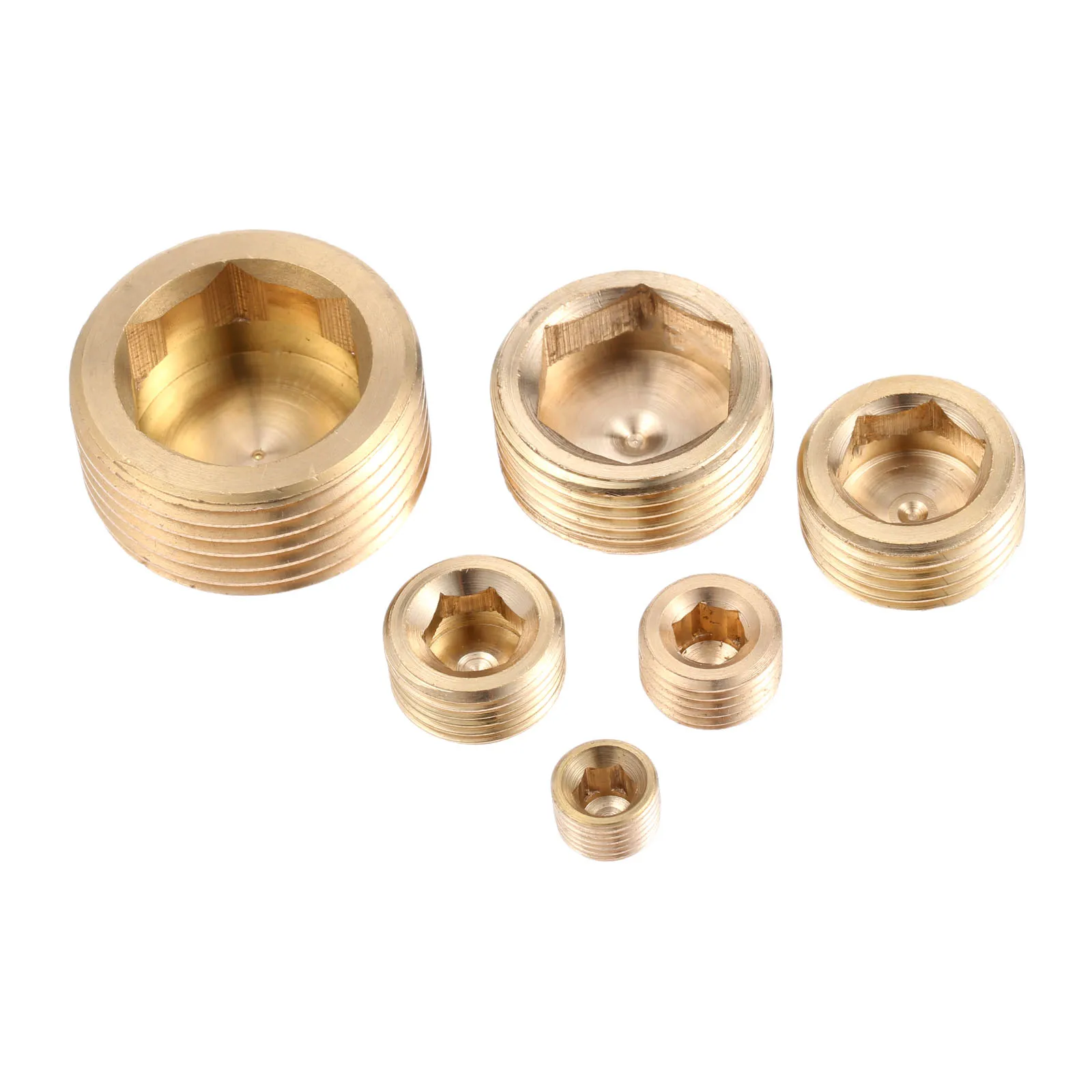 10Pcs 1/8" 1/4'' 3/8" NPT Thread Internal Hex Thread Socket Pipe Plug Fitting Connector Brass Pipe Fittings Mechanical Fasteners