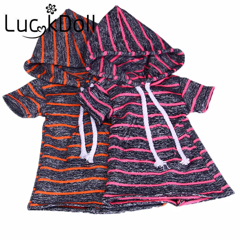 

Luckdoll Long T-shirt Short Sleeves with Hooded for 18inch American Doll or 43 cm Doll Accessories for Dolls