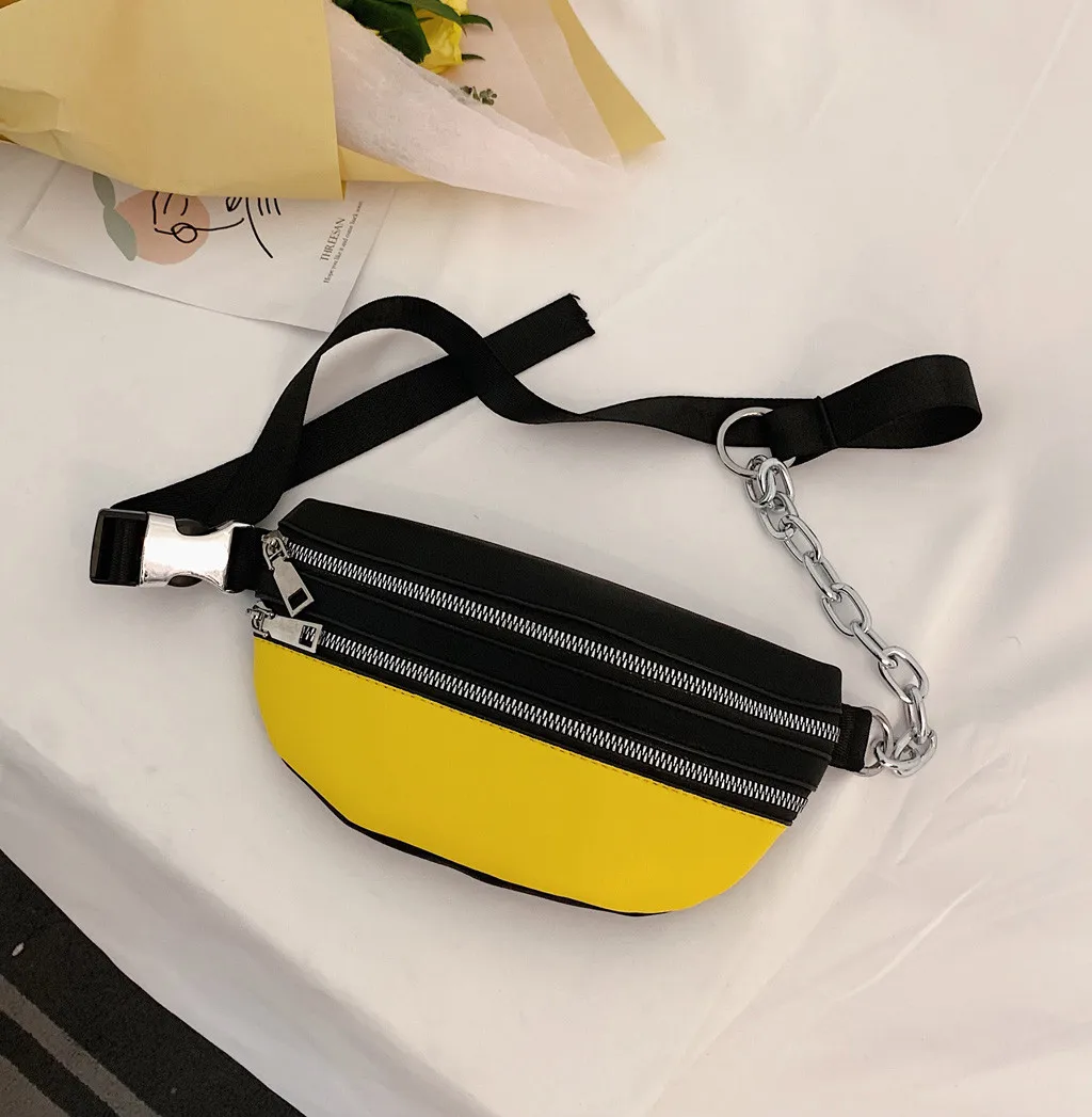 Из искусственной кожи Fanny Pack Для женщин модная спортивная сумка на поясном ремне цепи Для женщин Мужская сумка на талию пояс с нагрудным датчиком сумка Спорт Бег телефонная Упаковка# K20