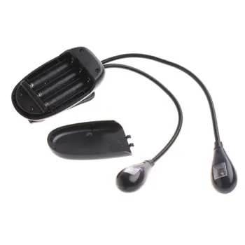 

Black Clip on 2 Dual Arms 2 LED Flexible Book Music Stand Light Lamp
