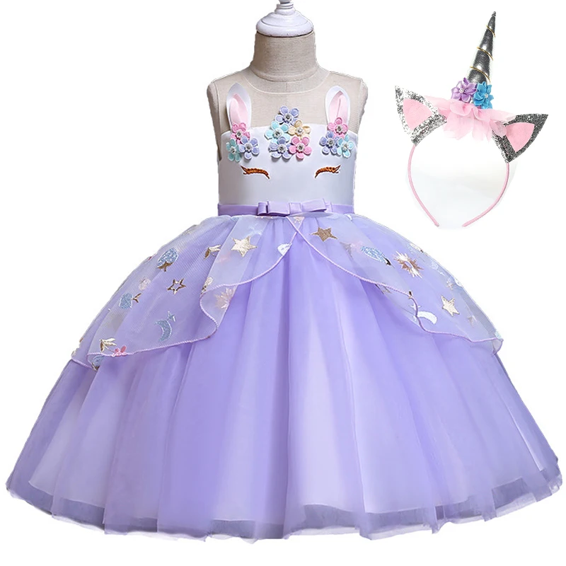 

2019 Girls Party Dresses Ball Gown For Teens Kids Baby Girl Birthday Wedding Princess Unicorn Dress Children's Clothing Costumes