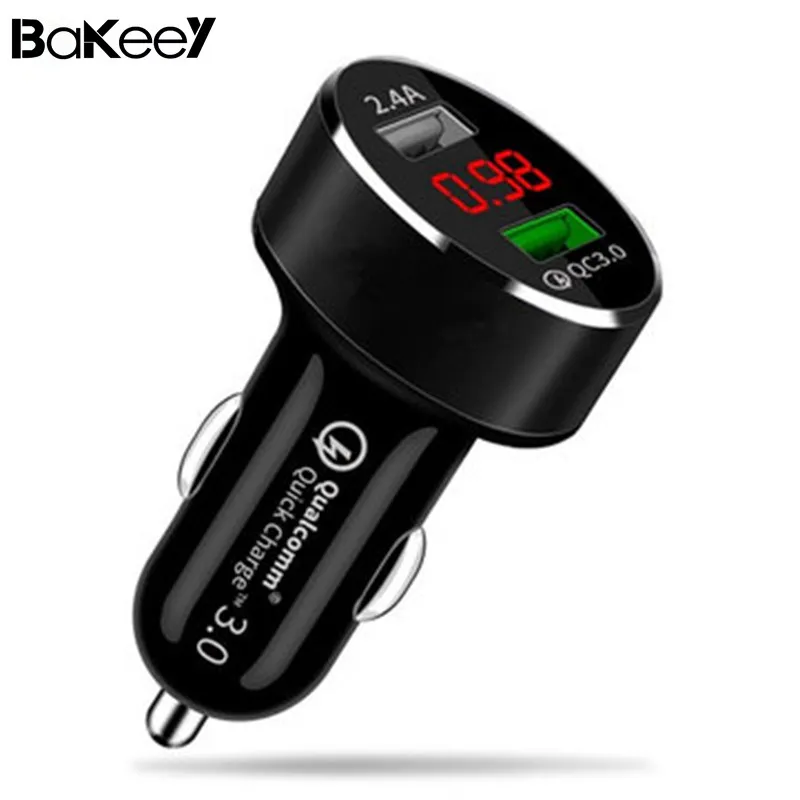 

Bakeey Universal 2 port 18W Dual USB Fast Car Charging With LED Monitor QC 3.0 2.4A travel Charger For-iPhone for Samsung Xiaomi