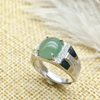

KJJEAXCMY fine jewelry 925 Silver inlaid with natural jade ring jewelry of pure silver ring.