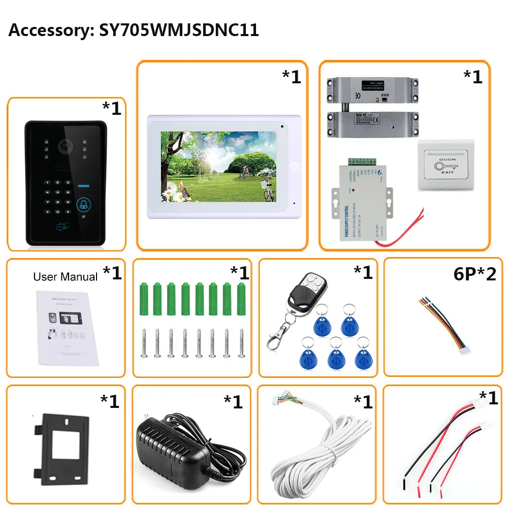 7 "TFT проводной/Беспроводной Wi-Fi RFID пароль видео Дверные звонки домофон Системы с электрическим падения домофоны + IR -cut hd100