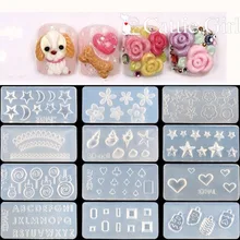 3d acrílico molde para decorações da arte do prego diy design silicone modelos da arte do prego padrão manicure beleza unhas arte cattie menina