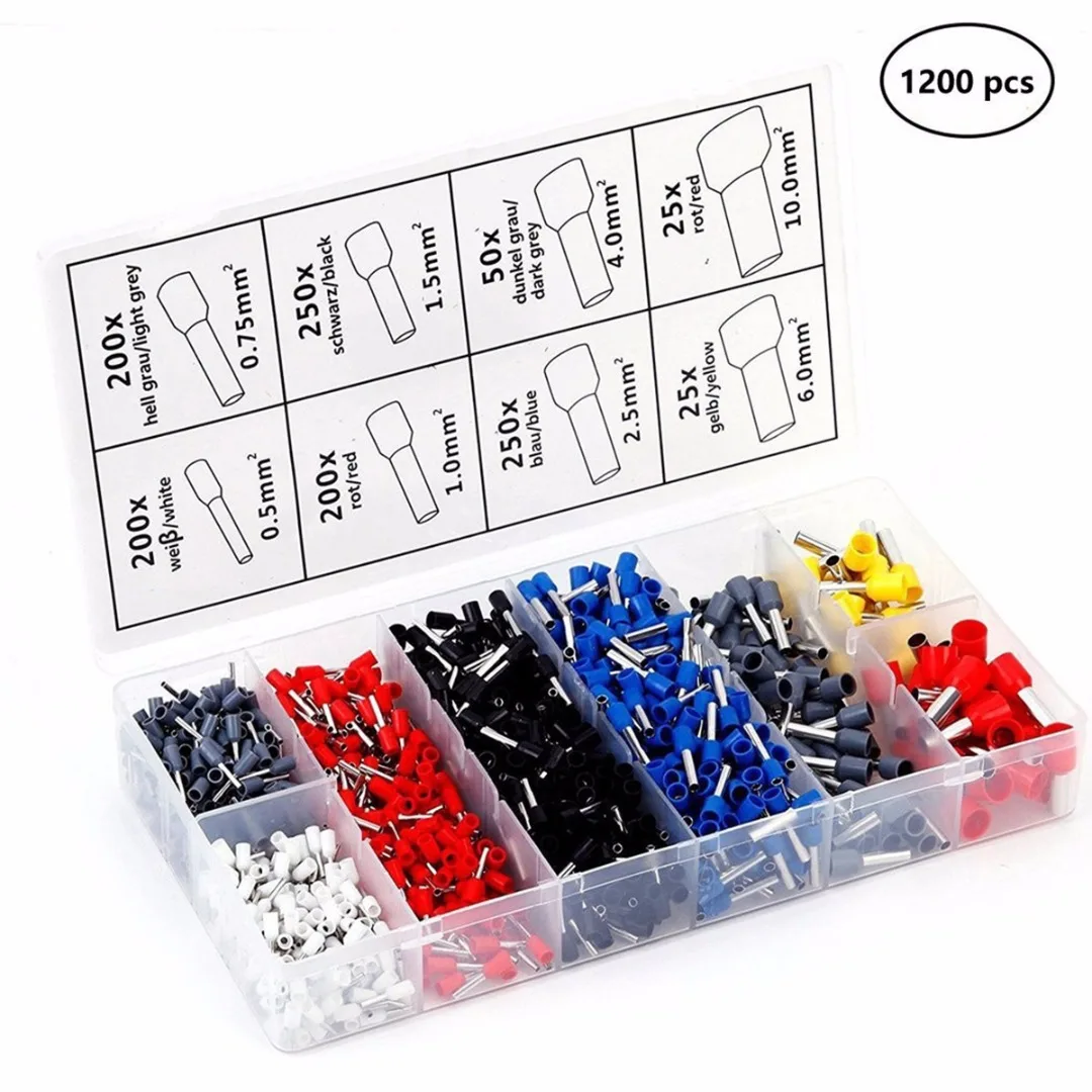 1200pcs Cable Crimp Wire Pliers with Wire Crimp Connection Terminal Hand Crimper Pliers Tool Kit