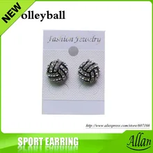 Волейбольные серьги с тематикой софтбола серьги-гвоздики со стразами