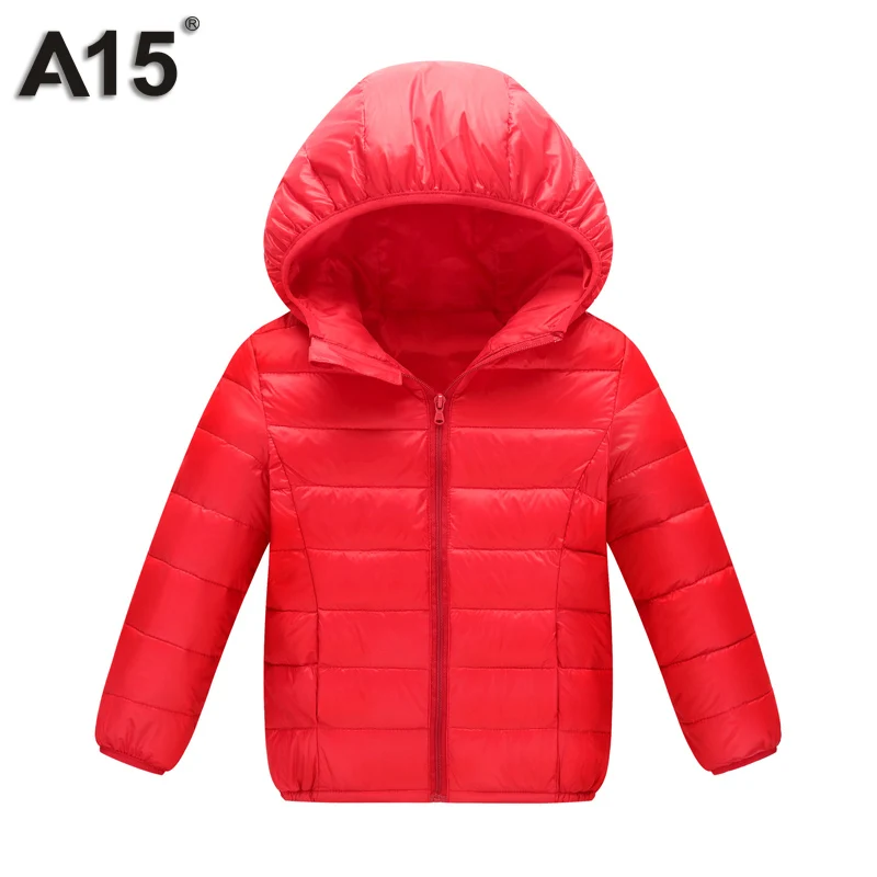 A15 зимняя куртка-пуховик для девочек свет с капюшоном, Детский пуховик для мальчиков детская одежда Детские куртки и пальто для девочек на возраст 3, 4, от 6 до 14 лет - Цвет: 2S011Red