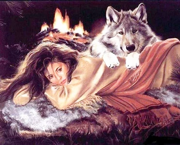 

Wolf Dan Girl Needlework DIY Diamond Painting Cross Stitch Square Diamond Embroidery Home Christmas Decoration
