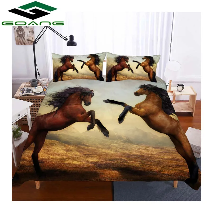 

GOANG comforter bedding sets 3d digital printing TWO HORSES bed linen duvet cover bed cover pillow case 3pcs queen bedding set