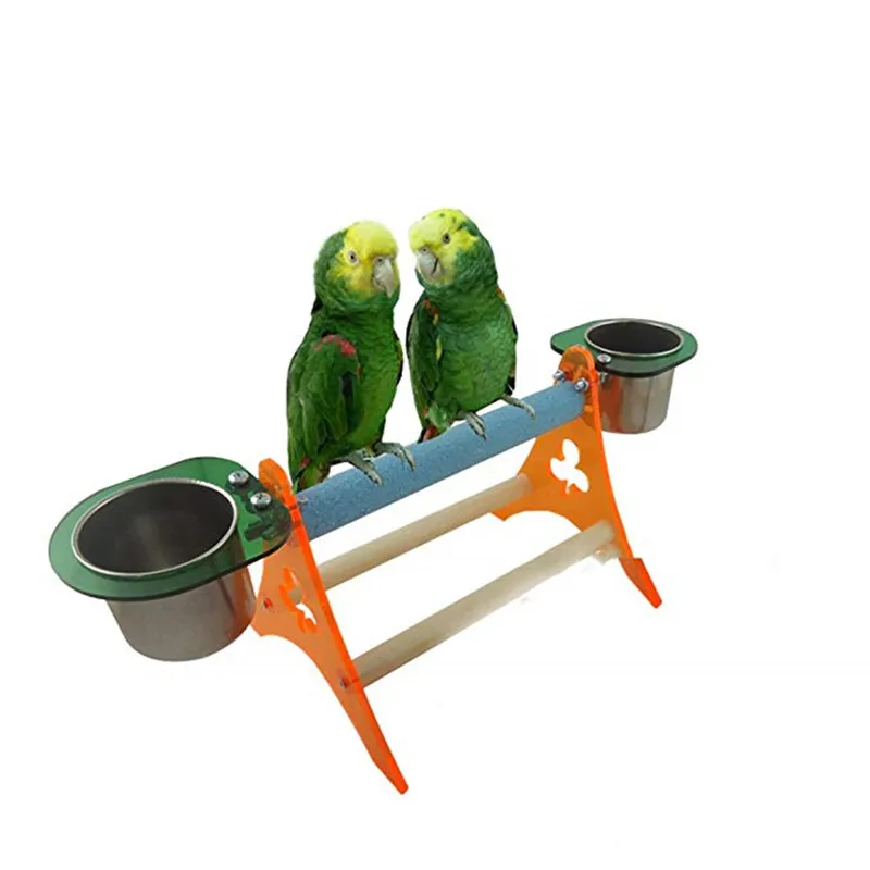 Acrylic Parrot Toy Canary Bird Cage Accessories Grinding Station Stand Parrot Desktop Standin