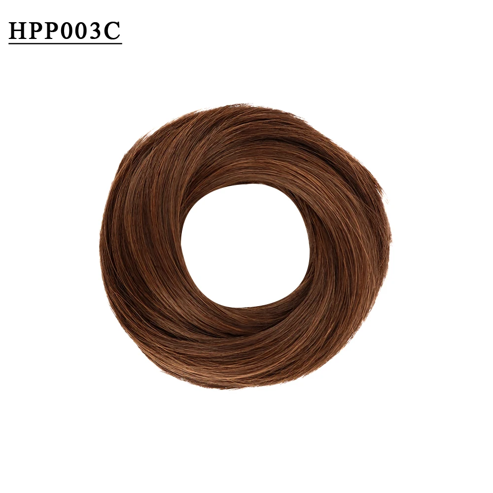 Free Beauty Curly Chignon Brown Blond Hazel Ombre Synthetic Hair Bun Extensions Rubber Band Heat Resistant Fiber for Women Girls
