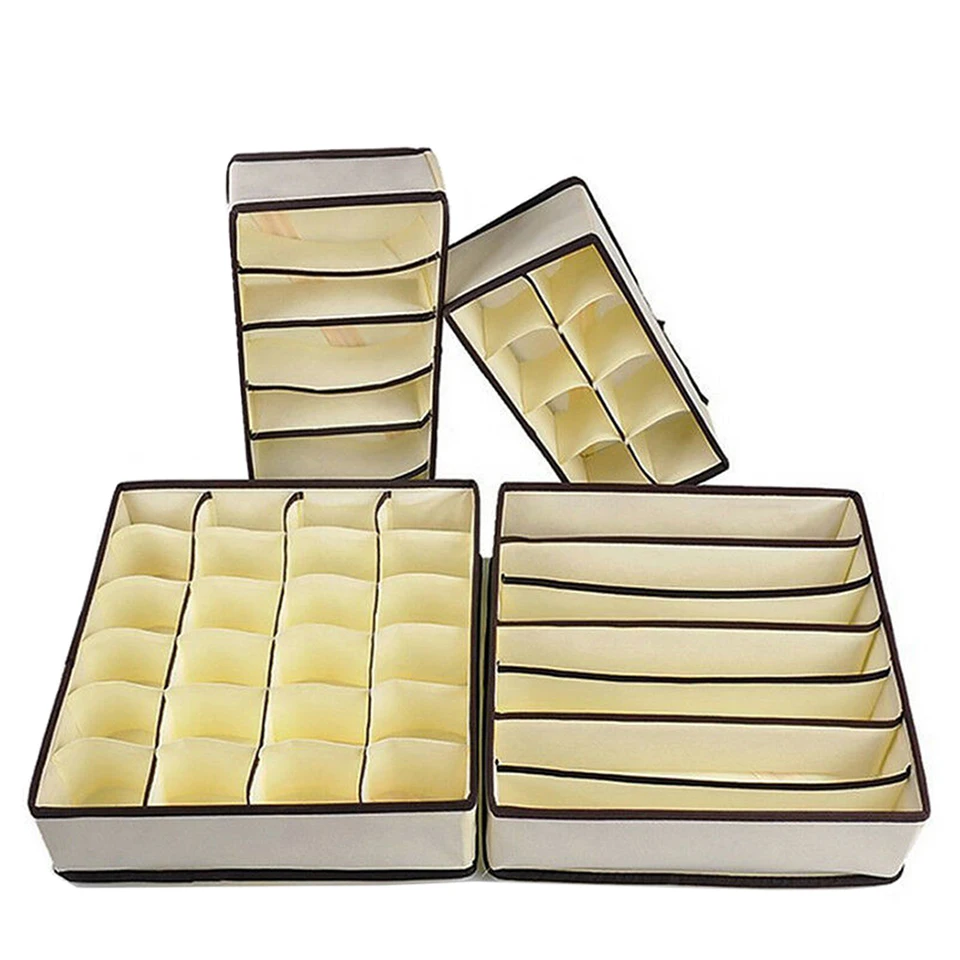 4pcs Multi-size Bra Underwear Organizer Foldable Home Storage Box Non-woven Wardrobe Drawer Closet For Scarfs Socks 15 | Дом и сад