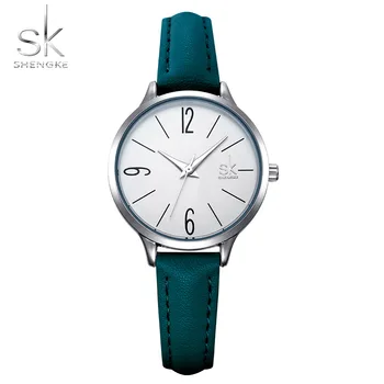 

Shengke SK Women's Watches Fashion Exquisite Ladies Quartz Wristwatch Casual Genuine Leather Strap Watches Gift Relogio Feminino