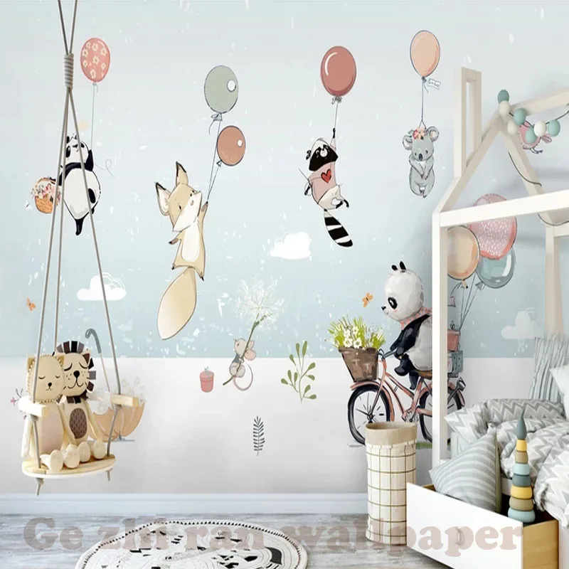 

Custom 3D Mural Wallpaper children Room wall covering Wallpaper 3D Cartoon lovely animal balloon 3D kid Photo Wallpaper decor