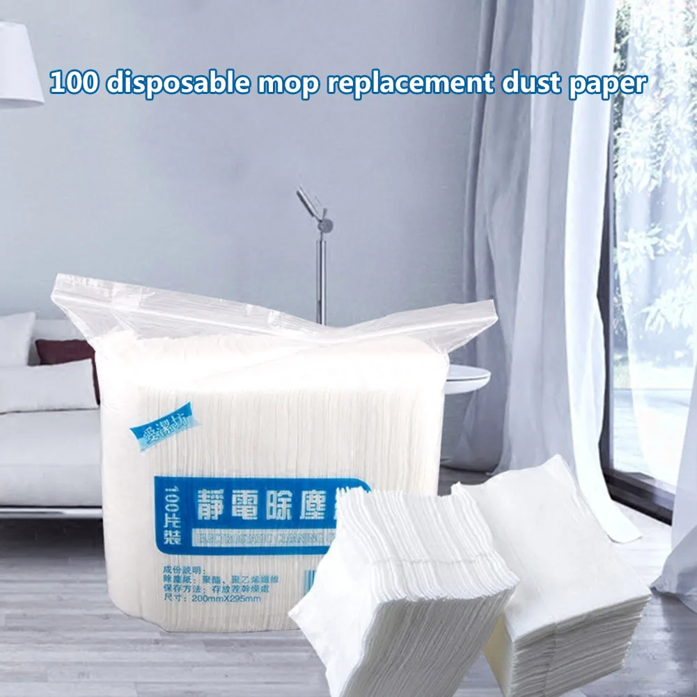 

100pcs Disposable Electrostatic Dust Removal Mop Paper Home Kitchen Bathroom Cleaning Cloth 899