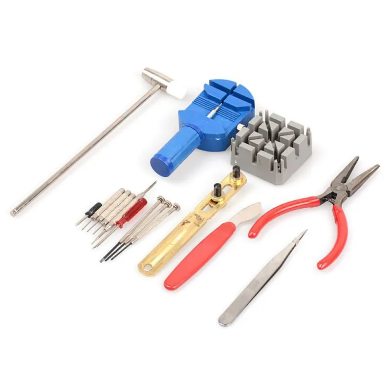 

16PCs/Set Professional Watch Repair Tool Universal Watch Tool Kit Portable Watchmaker Pin Remover Hammer Pliers Opener Adjuster