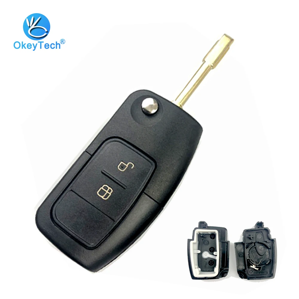 

OkeyTech Flip Car Key Shell for Ford Focus Mk2 Mk3 Mk4 2 Fiesta Mondeo Ranger Fusion S Max 2 Button FO21 HU101Blade