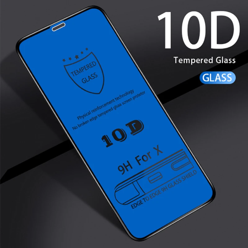 

25pcs/lot 10D Curved Edge Tempered Glass for iPhone XS glass 7 glass 6s 8 Plus HD Full Cover iPhone x xr max Screen Protector