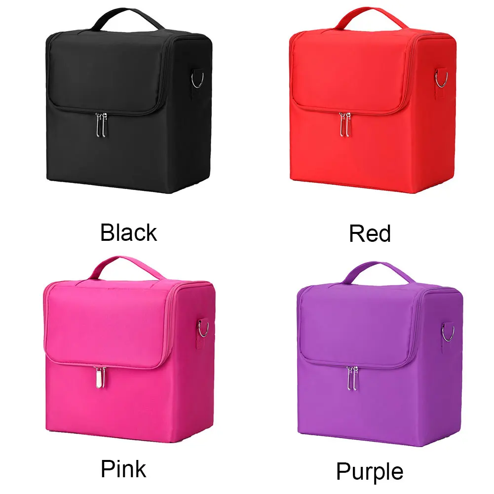 

Nail Art With Carry Strap Makeup Bag Multilayer Nylon Storage Box Organizer Portable Jewellery Cosmetics Vanity Case Zipper