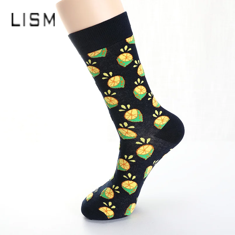 

Brand Quality Mens Womens Happy Socks Pineapple Lemon Strawberry Socks Combed Cotton Calcetines Cycling Socks Men Soccer Socks