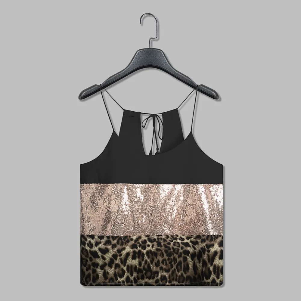 

NEW 2019 HOT Women Summer Sexy Leopard Halter Camis Sleeveless Vest Casual Tank Femme Tops Leopard Top