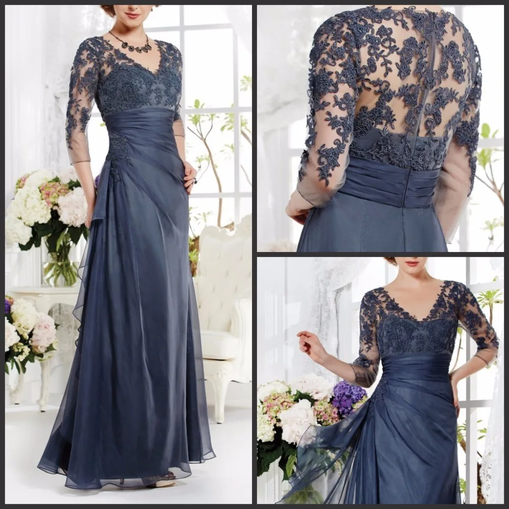 Navy-Mother-of-the-Bride-Dress-Cap-Sleeve-Chiffon-with-Appliques-3-4-Sleeve-Modest-Mother (3)
