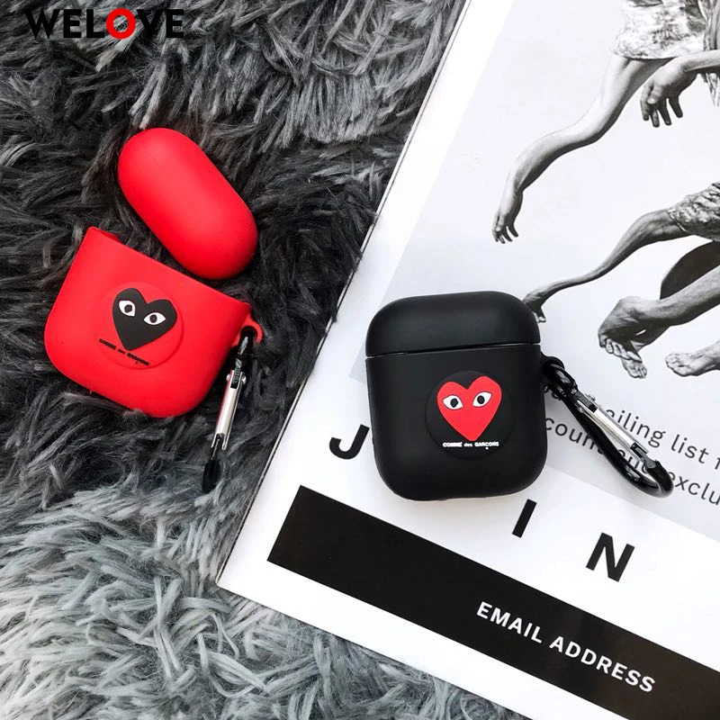 

Fashion tide brand CDG PLAY Comme des Garcons Wireless Earphone Charging Cover for Apple Air1 2 Bluetooth headset protection box
