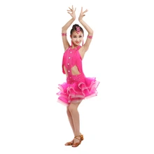 New latin dance dress for girls child tassels latin dance ballroom girls salsa latin dance costumes girls