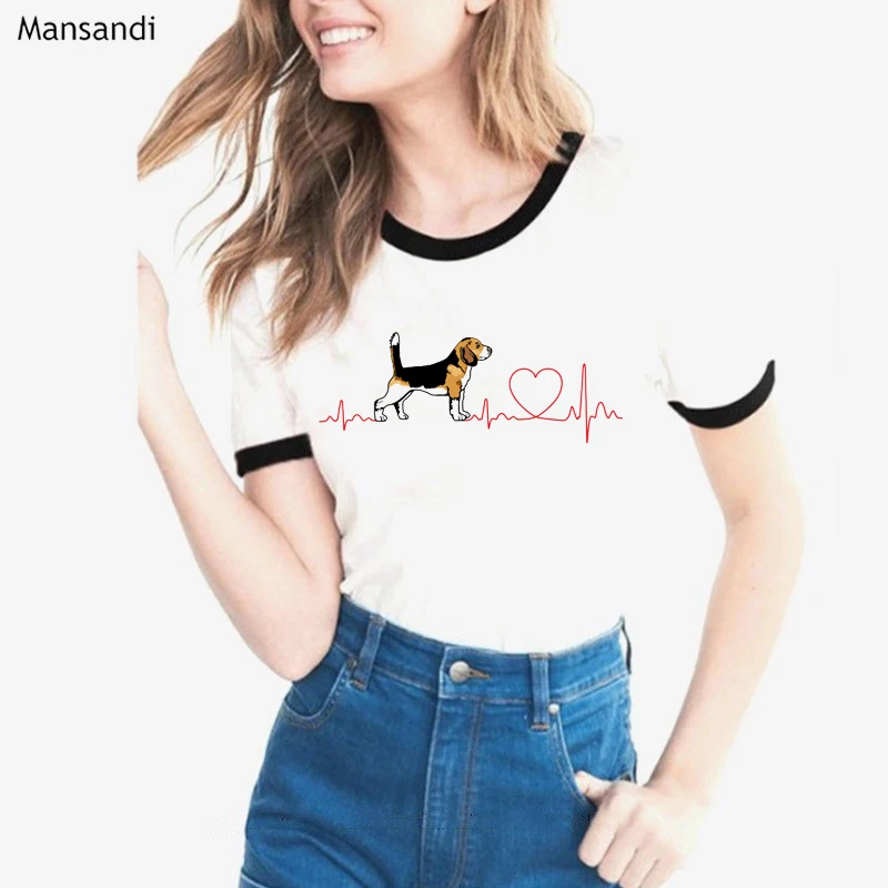 Divertente Beagle Love Ekg T Shirt Femme Harajuku Shirt Graphic Tees Shirt Donna Casual Tshirt Donna Tumblr Abbigliamento Camiseta Mujer