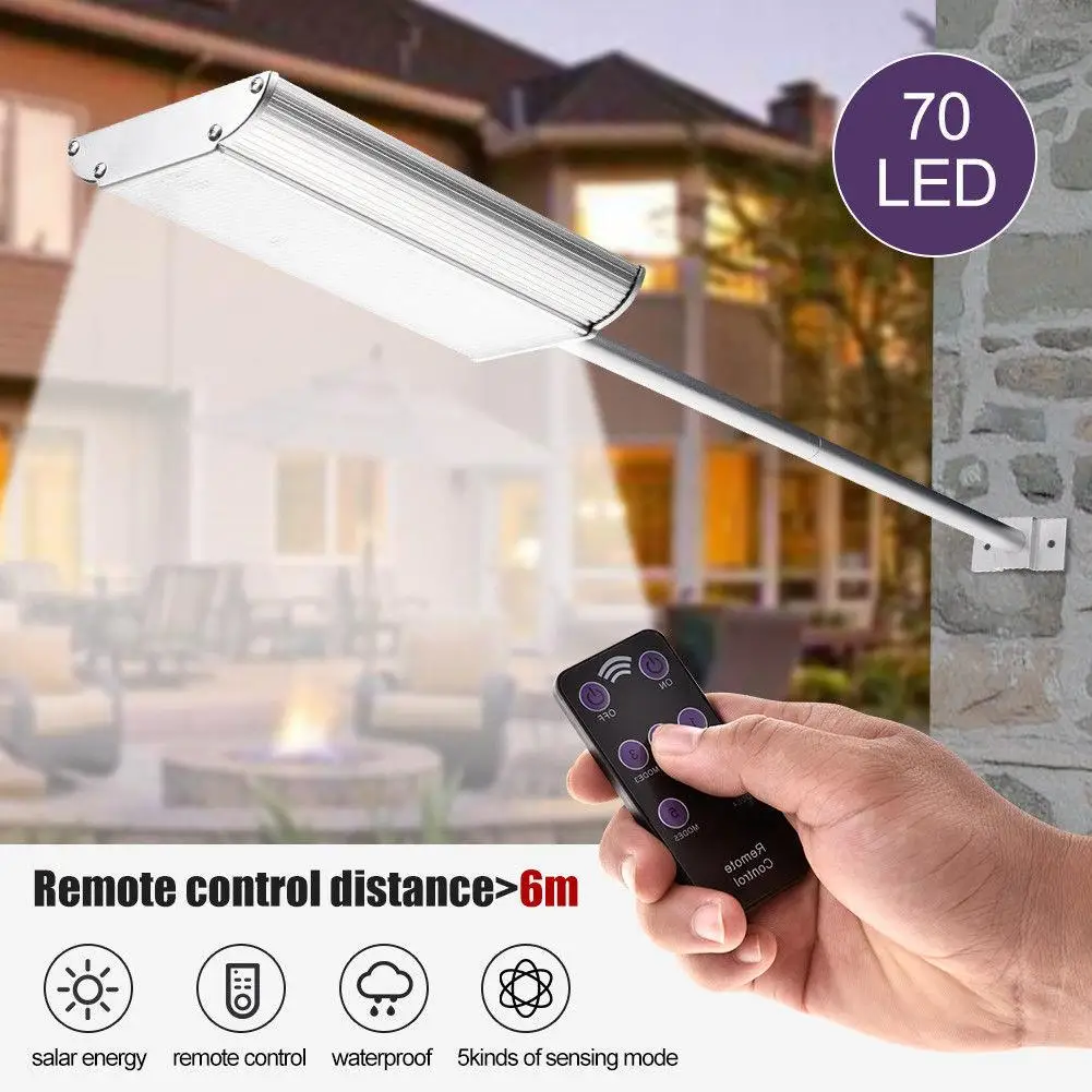 

70 LED Solar Motion Sensor Light IP65 Waterproof Outdoor Garden Street Wall Lamp