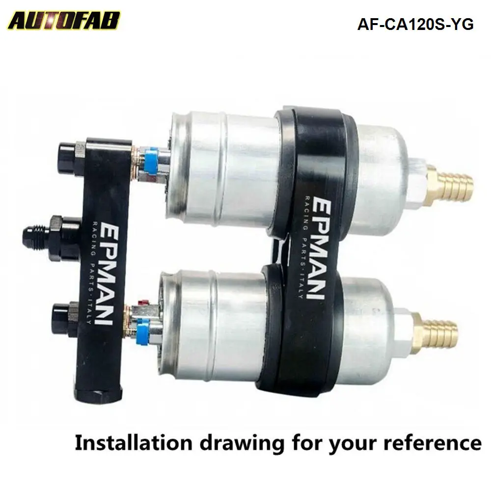 Billet Aluminum Assembly Twin Dual Double 044 fuel pump Outlet manifold For Honda Accord 03-05 AF-CA120S-YG