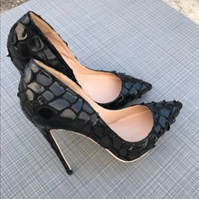 Новые брендовые черные пикантные туфли на высоком каблуке с закрытым острым носком вечерние туфли на каблуке 12 см свадебные туфли для торжеств свадебные туфли